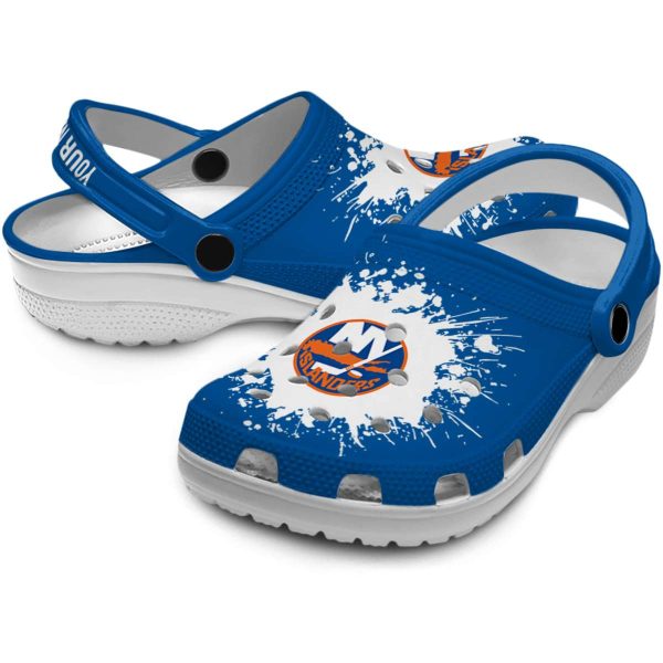customized new york islanders splatter background clog high quality