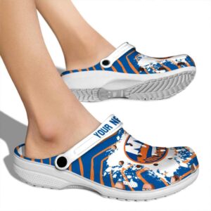 customized new york islanders zigzag paint burst clog fashion forward