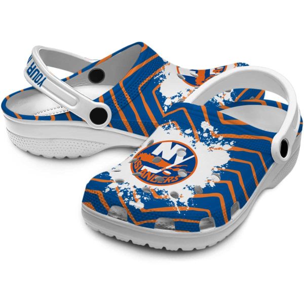 customized new york islanders zigzag paint burst clog high quality