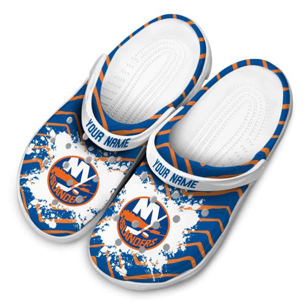 customized new york islanders zigzag paint burst clog latest model