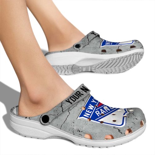 customized new york rangers cracked texture clog fashion forward