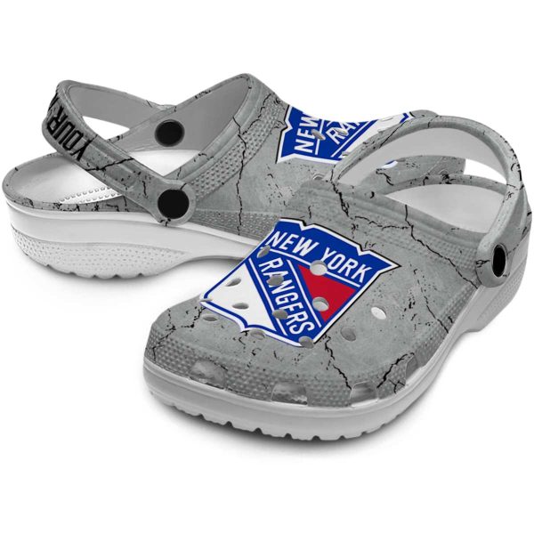 customized new york rangers cracked texture clog high quality