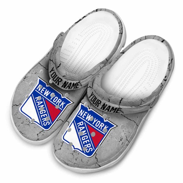 customized new york rangers cracked texture clog latest model