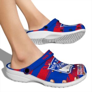 customized new york rangers paint splatter graphics clog fashion forward