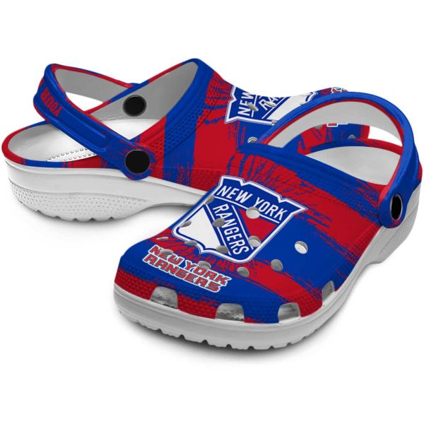 customized new york rangers paint splatter graphics clog high quality