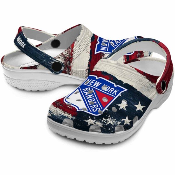 customized new york rangers patriotic stripes clog high quality
