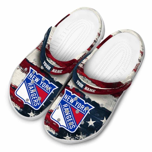 customized new york rangers patriotic stripes clog latest model