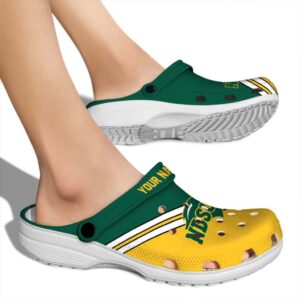 customized north dakota state bison striped accents clog fashion forward