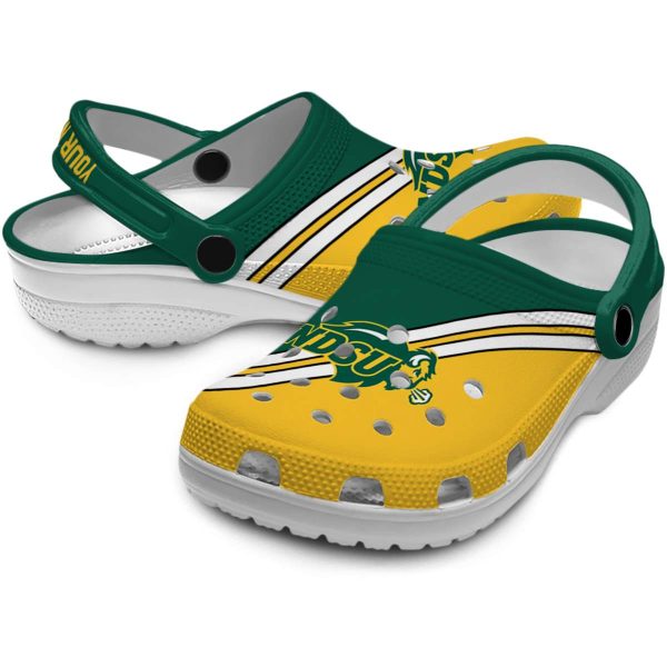 customized north dakota state bison striped accents clog high quality