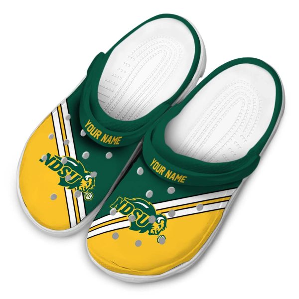 customized north dakota state bison striped accents clog latest model
