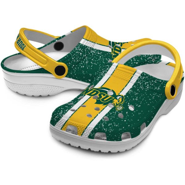 customized north dakota state bison vertical stripes clog high quality