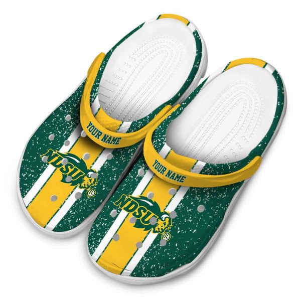 customized north dakota state bison vertical stripes clog latest model