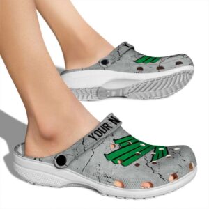 customized north texas mean green cracked texture clog fashion forward