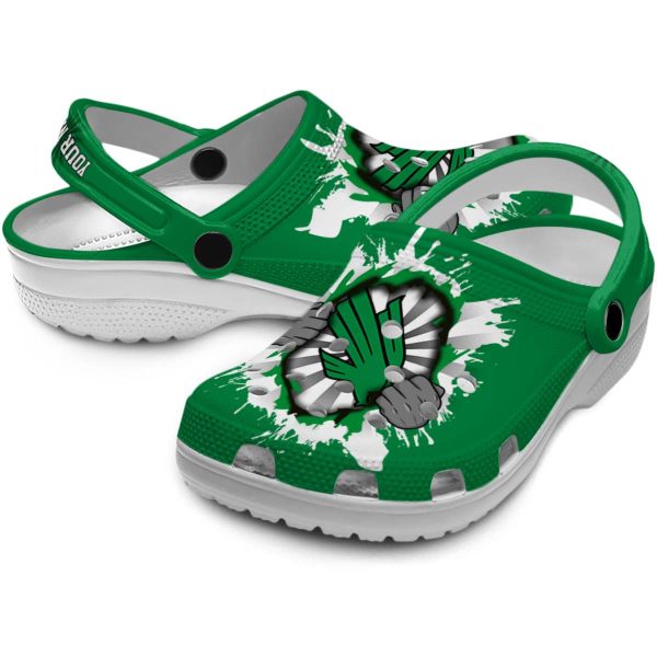 customized north texas mean green gripping hand clog high quality