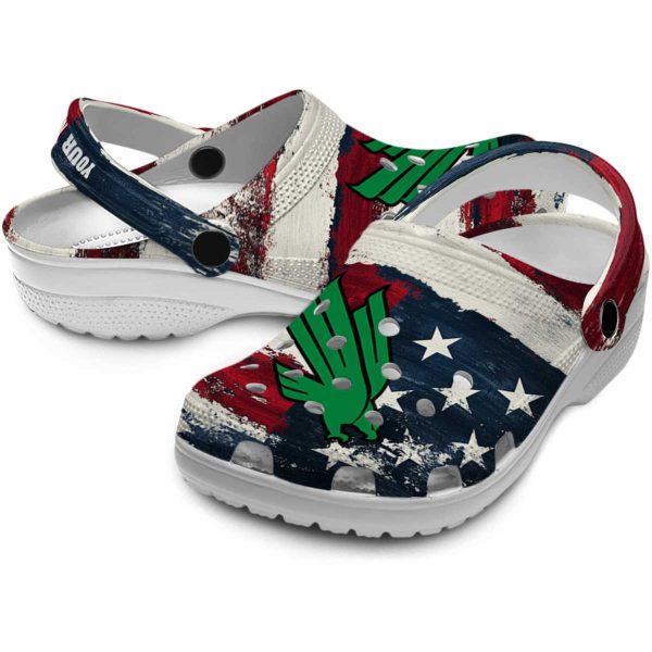 customized north texas mean green patriotic stripes clog high quality