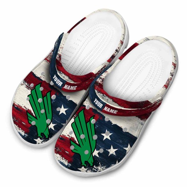 customized north texas mean green patriotic stripes clog latest model