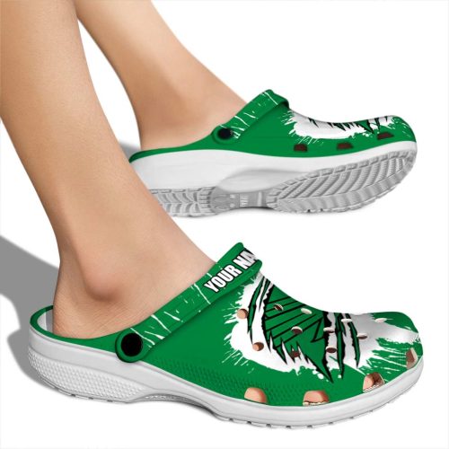 customized north texas mean green splash motif background clog fashion forward