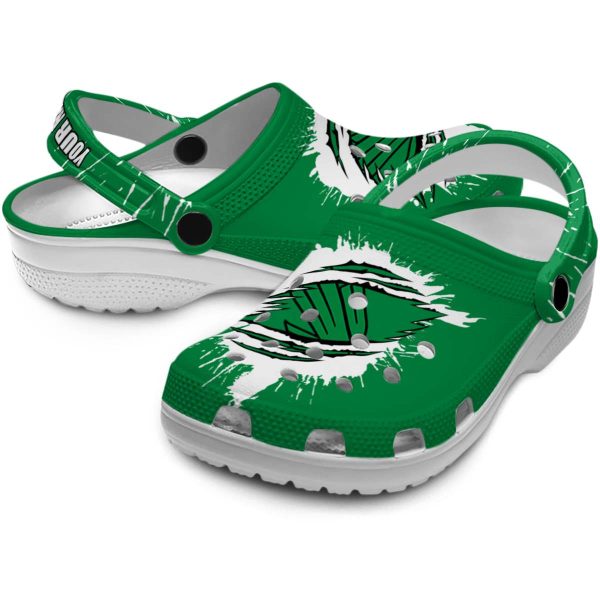 customized north texas mean green splash motif background clog high quality