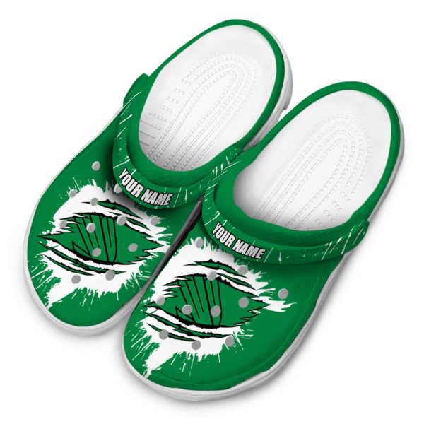 customized north texas mean green splash motif background clog latest model