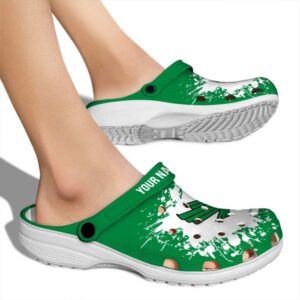 customized north texas mean green splatter background clog fashion forward
