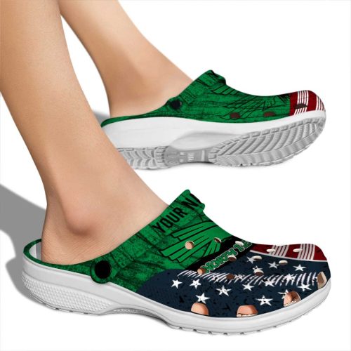 customized north texas mean green star spangled side pattern clog fashion forward