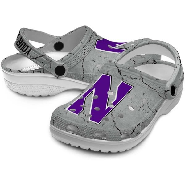customized northwestern wildcats cracked texture clog high quality
