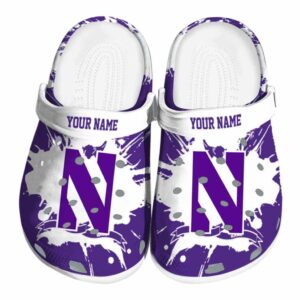customized northwestern wildcats splatter pattern clog best selling