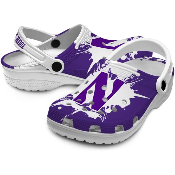 customized northwestern wildcats splatter pattern clog high quality