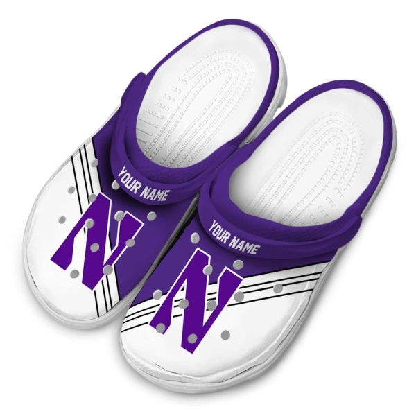 customized northwestern wildcats striped accents clog latest model