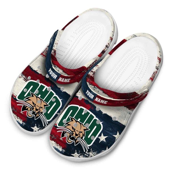 customized ohio bobcats patriotic stripes clog latest model