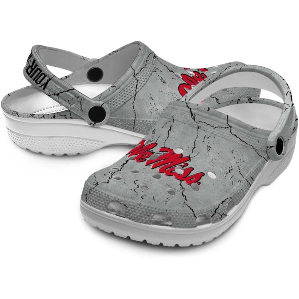 customized ole miss rebels cracked texture clog high quality