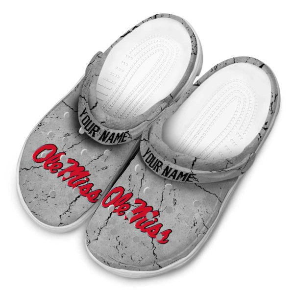 customized ole miss rebels cracked texture clog latest model