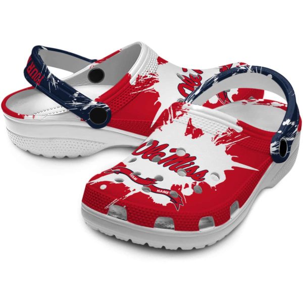 customized ole miss rebels splatter pattern clog high quality