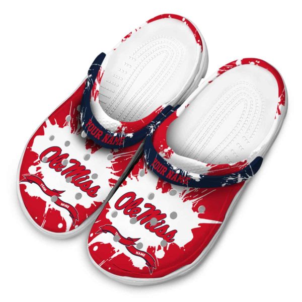 customized ole miss rebels splatter pattern clog latest model
