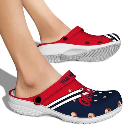 customized ole miss rebels striped accents clog fashion forward