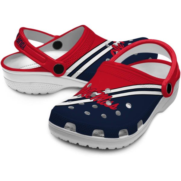 customized ole miss rebels striped accents clog high quality