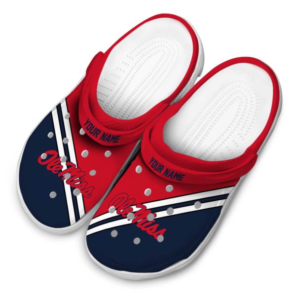 customized ole miss rebels striped accents clog latest model