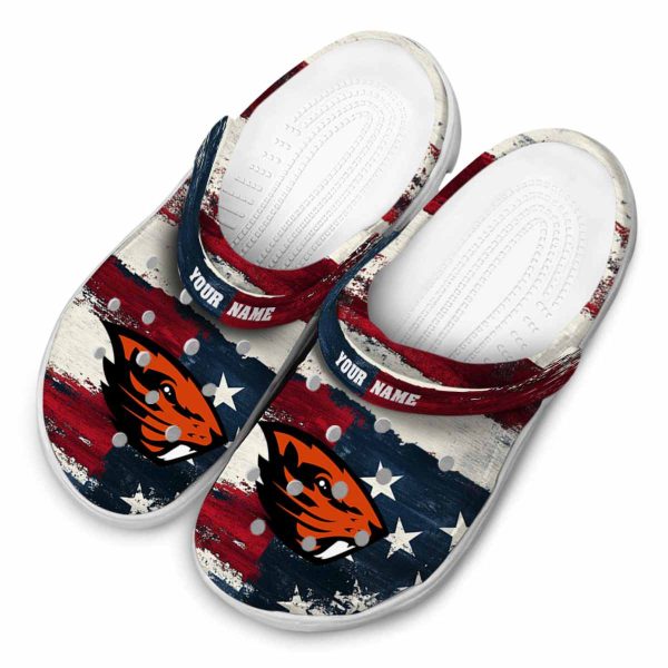customized oregon state beavers patriotic stripes clog latest model