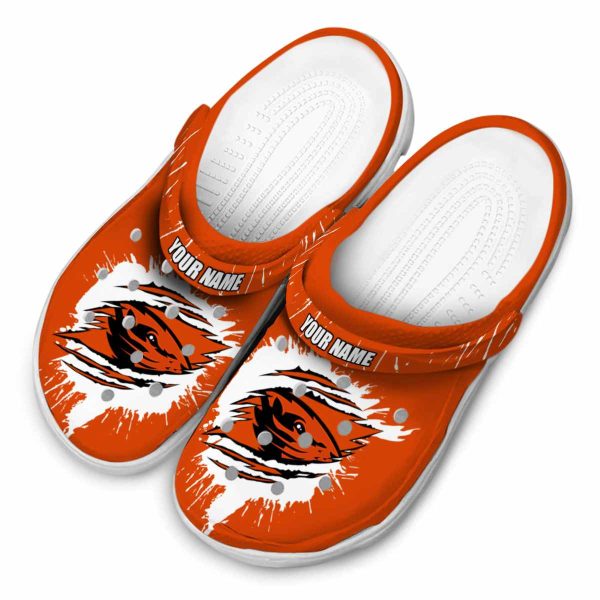 customized oregon state beavers splash motif background clog latest model