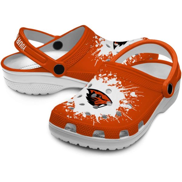 customized oregon state beavers splatter background clog high quality