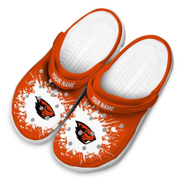 customized oregon state beavers splatter background clog latest model