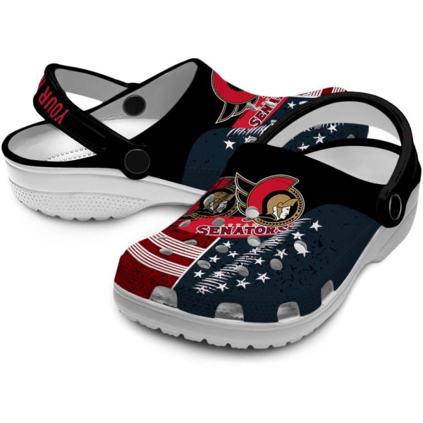 customized ottawa senators star spangled side pattern clog high quality