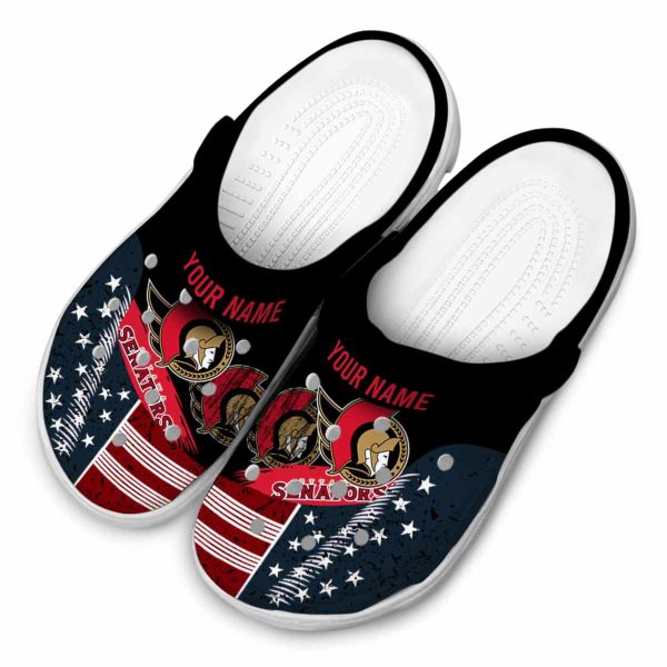 customized ottawa senators star spangled side pattern clog latest model