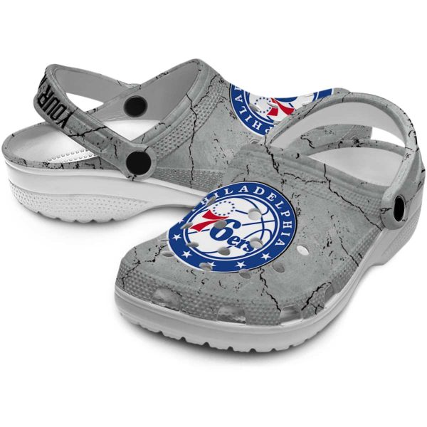 customized philadelphia 76ers cracked texture clog high quality