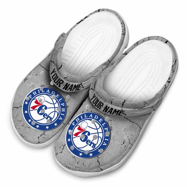 customized philadelphia 76ers cracked texture clog latest model
