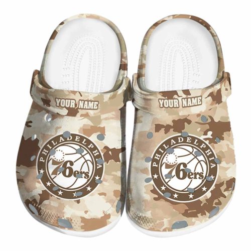 customized philadelphia 76ers desert camo clog best selling