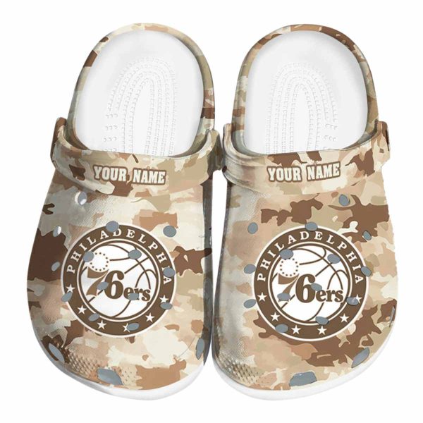 customized philadelphia 76ers desert camo clog best selling