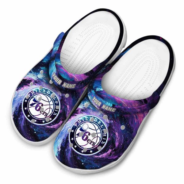 customized philadelphia 76ers galaxy swirl clog latest model