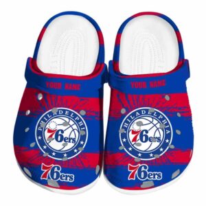 customized philadelphia 76ers paint splatter graphics clog best selling