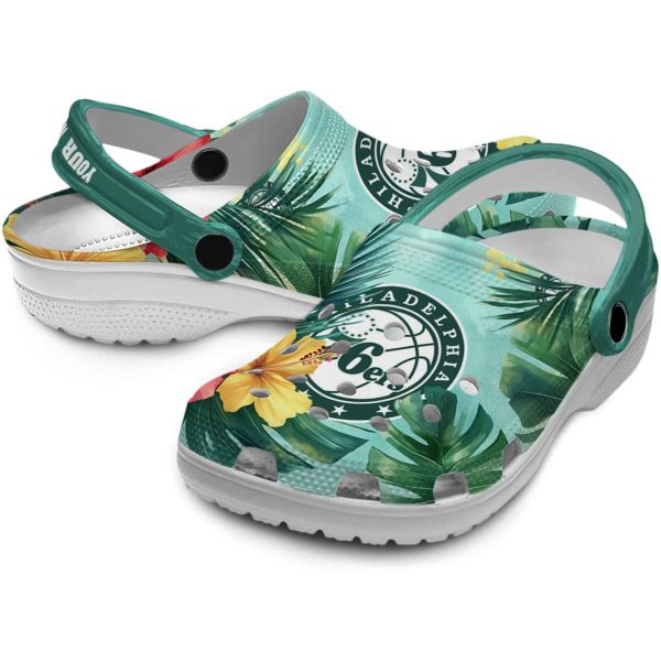 customized philadelphia 76ers tropical vibes clog high quality